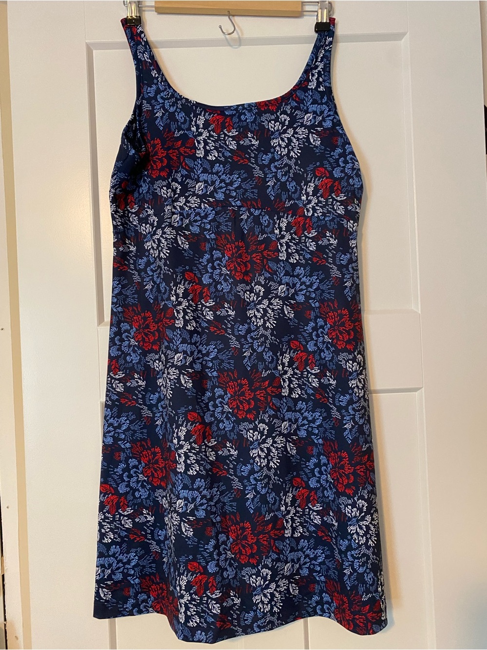 Columbia PFG Navy Floral Tank Dress with Red & Blue Nautical print Size Large